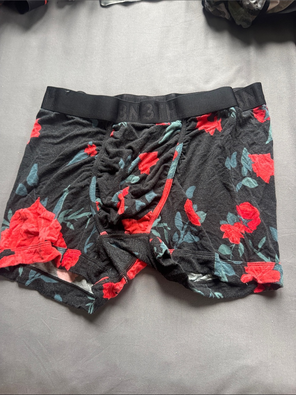 BN3TH Mens Floral Black Red Boxer Briefs